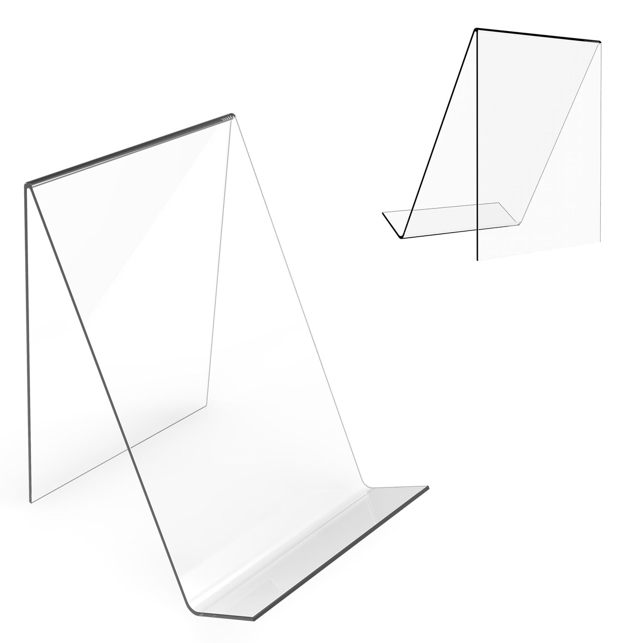 4 Pieces Acrylic Book Stand Without Ledge,6 Inch Clear Acrylic Display Easel Transparent Display Stand Holder Tablet Holder for Displaying Pictures,Books,Artworks, CDs